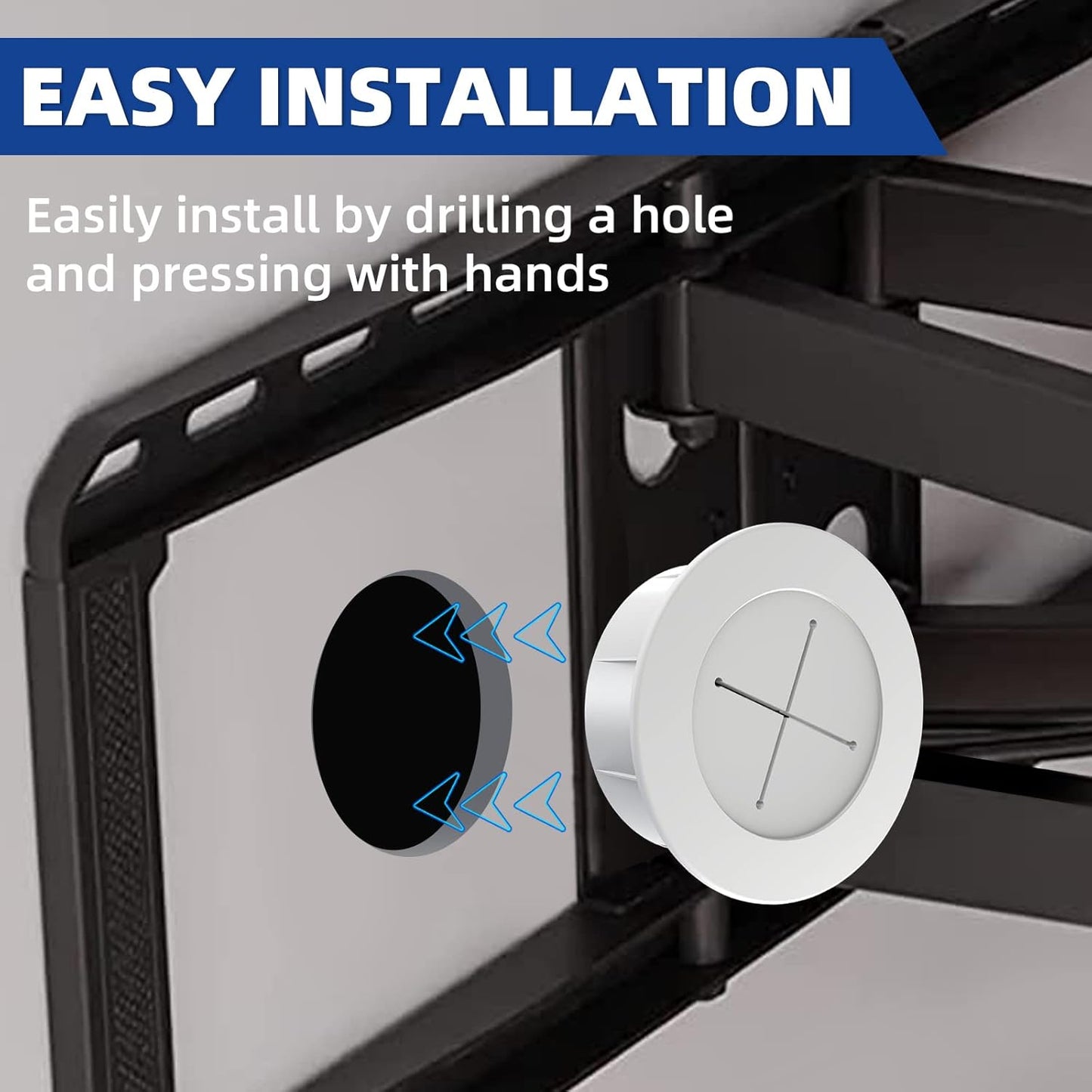 TV Wire Hider Kit for Wall Mount TV, in Wall Cable Management Kit, Includes 2 Pass Throughs and Hole Saw Drill Attachment for Easy Install(Off-White)