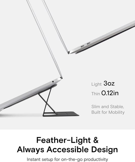 MOFT Laptop Stand for Desk, Adhesive MacBook Computer Stand with 2 Adjustable Viewing Angles, Foldable and Portable Laptop Riser Compatible with 11"-16" Laptops, Black