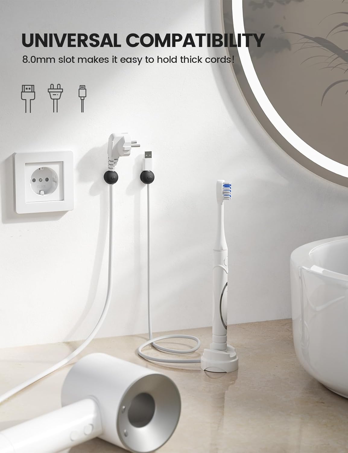 Lamicall 12Pack Magnetic Cord Organizer, Desk Desktop Dorm Organizer Decor Accessories, Silicone Mini Cable Management Clips for Phone Charger Cable, Cord Holder for Nightstand Home Office