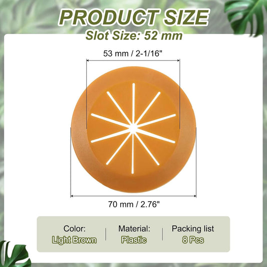 PATIKIL Desk Grommet 2-1/16", 8 Pcs Round Cable Grommet Cord Hole Cover with Adhesive Tape Flexible Table Wire Organizer for Office Home Table Countertop, Light Brown