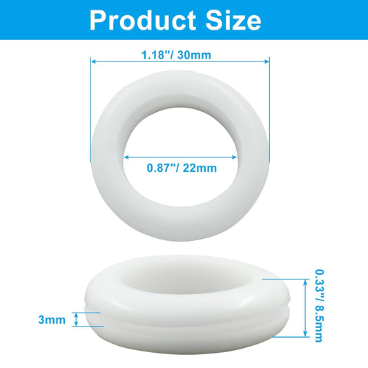 12 Pcs Rubber Grommets, 7/8" Inside Diameter 1" Drill Hole Rubber Wire Grommets for Wire, Firewall, Cables, Plugs (White)