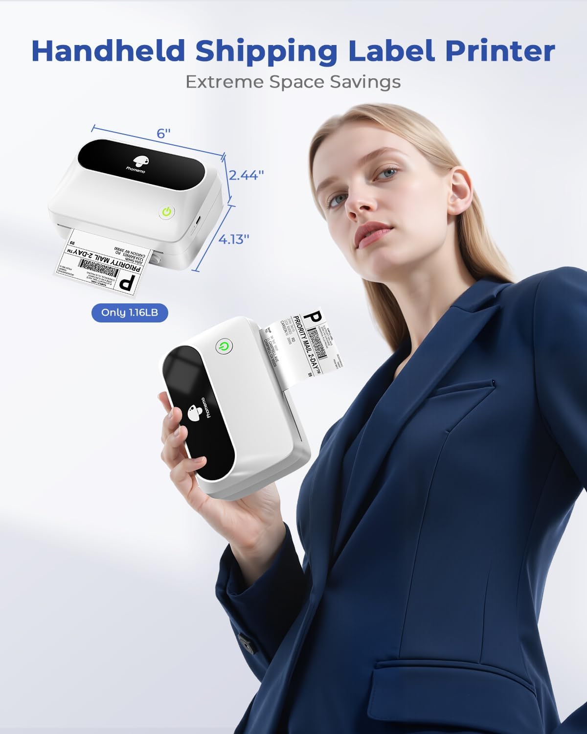 Phomemo Thermal Label Printer, Bluetooth M421 4 x 6 Shipping Label Printer, Portable Printers for Shipping, Warehouse, Barcode, Address,Compatible with Phone & PC,