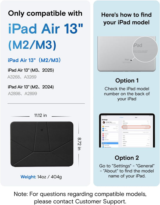 MOFT Dynamic Folio Case for iPad Air 13-inch (M3 2025 / M2 2024),Silm Magnetic Stand Case with 20+ Viewing Angles, Auto Wake/Sleep,Ultra Thin, Jet Black