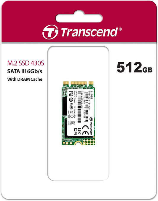 Transcend 512GB M.2 2242 SATA III SSD with Dram Cache, Up to 560MB/s, Compatible w/Ultrabook/Laptop/PC/Desktop, 3D TLC NAND Flash Internal Solid State Drive, LDPC Error Correction, SLC Cache, B+M Key