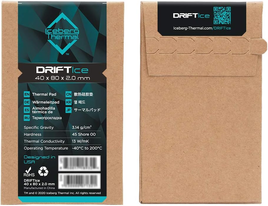 Iceberg Thermal DRIFTIce Thermal Pad 80mm x 40mm x 2.0mm (13 W/mK)