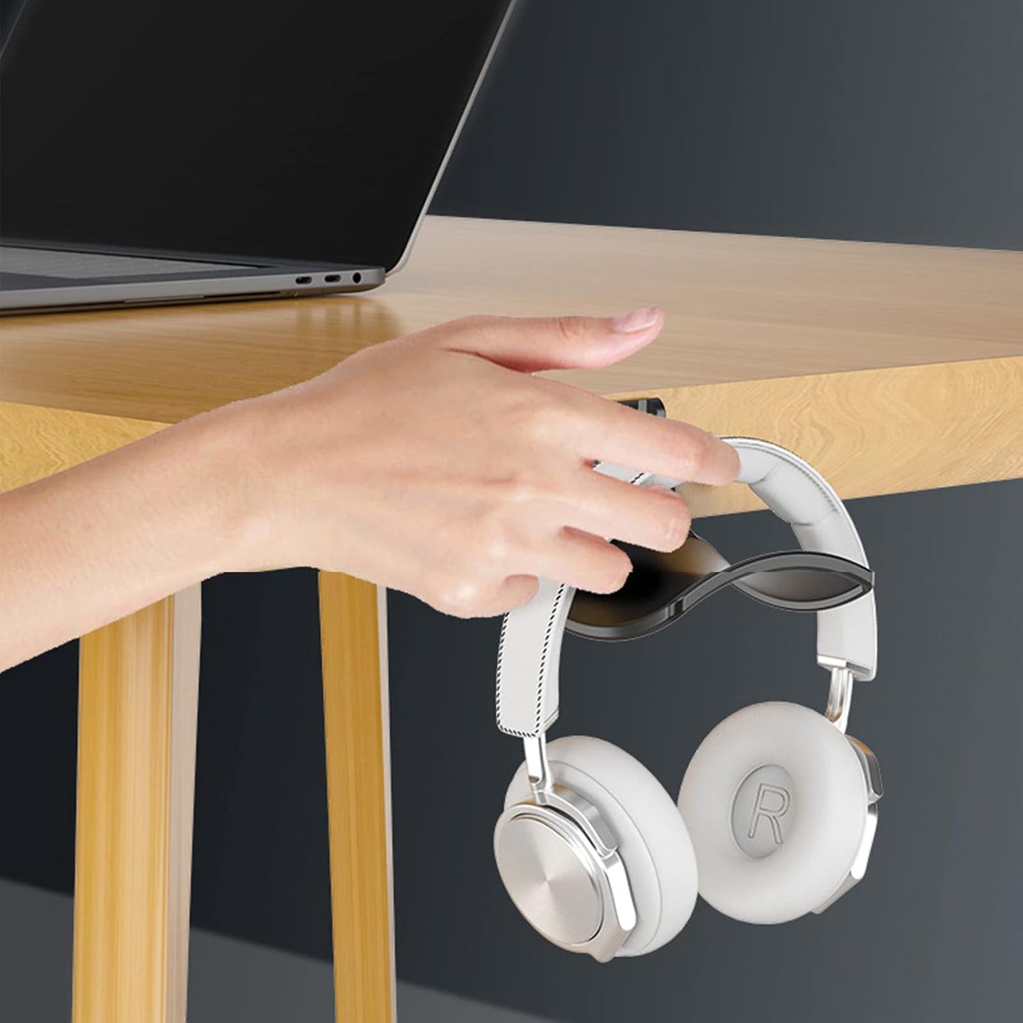 2-Pack Headphone Stand Hanger Wall Hooks, Save Space Headset Stand Holder for Universal Gaming Headset Airpods Max Sony Bose Beats, Strong Adhesive with Screws, White