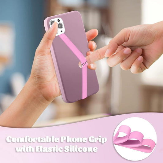 TEAMOLA 3pcs Silicone Phone Grip Holder Strap for iPhone 15/15 Pro/16/16 Pro & Samsung Galaxy S24/S23 - Anti-Slip Finger Loop for Case, Universal Phone Loops for Back of Cell Phones(210, 3 Pink)