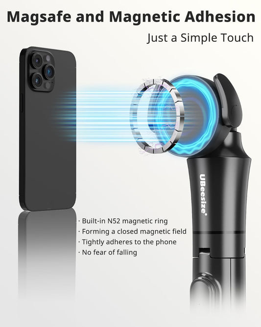 UBeesize 72'' Magnetic Tripod for iPhone with Remote, Extendable Cell Phone Tripod Stand, Compatible with MagSafe, Selfie Stick Tripod for iPhone 15 14 13 12 11 Series and Android Phones