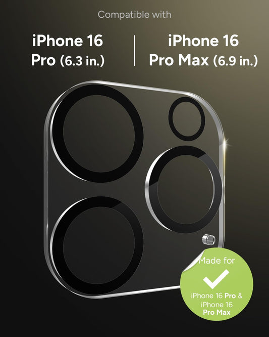 ZAGG Glass Elite Anti-Glare Camera Lens Protector for iPhone 16 Pro Max / 16 Pro - Anti-Reflective Glass, 5X Stronger, Smudge-Free, Eco-Friendly, Easy Installation