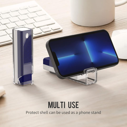 CLICK CLEAN Screen Cleaner, Fingerprint Proof Screen Cleaner Spray, All-in-One Cleaner with Microfiber, Shell and Phone Stand for All Phones, Laptop and Tablet Screens (Dark Blue)