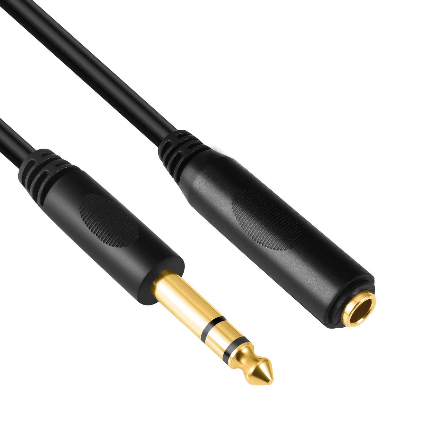 Devinal 6.35mm 1/4" inch TRS Plug Male to 1/4 Female Headphone Guitar Extension Cable Cord, Gold Plated Audio Cable Stereo Extender, 10 feet (3 M)
