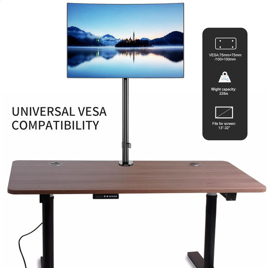 Pholiten Single Tall Monitor Stand, Extra Tall 31 Inch Monitor Mount, Fully Adjustable Tall Monitor arm for 13-32 Inch LCD Screen,Holds up to 22lbs