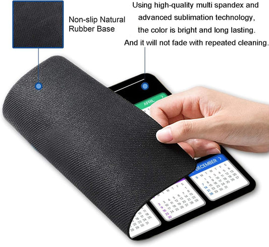 Hokafenle Mouse Pad, Black 2025 Calendar Mouse Pad, Premium-Textured Square Waterproof Mouse Mat Non-Slip Rubber Base MousePads for Office Laptop Home
