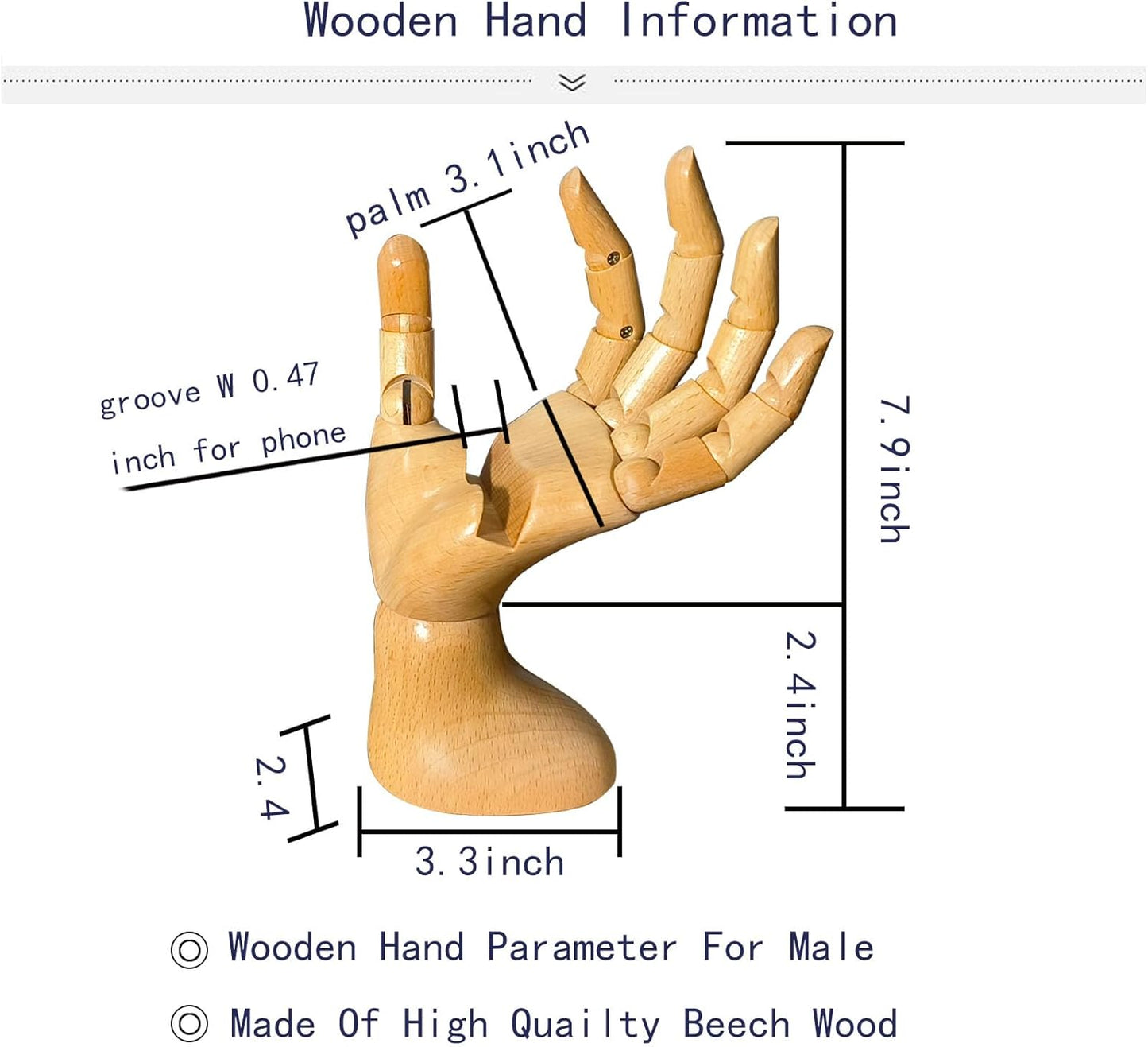 Mannequin Hand, Cell Phone Stand,Phone Holder,Phone Stand for Desk,Phone Holder for Desk,poseable Figure,Articulated Fingers,Cell Phone Stand,Male Hand of Left for Mobile Phone.