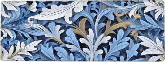 Gaming Mouse Pad, Large Non-Slip Rubber Base Mousepad, Keyboard Mouse Mat, Desk Pad with Stitched Edges, 31.5x11.8inch, Morris Leaves