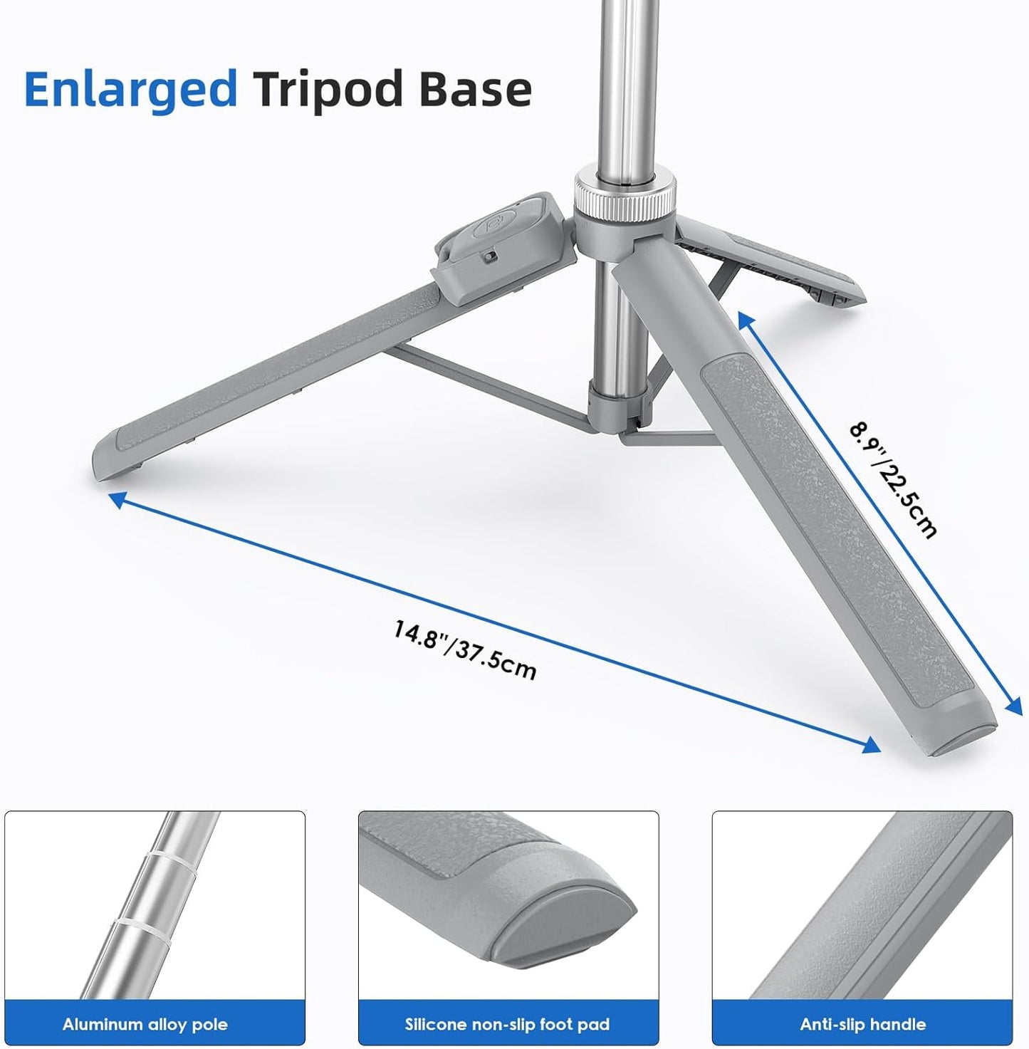 Extendable Tripod for iPhone with Remote, 360° Ball Head Upgraded Cell Phone Tripod for Video Recording, iPhone 14/13/12 Pro Max/Android/GoPro, 62in