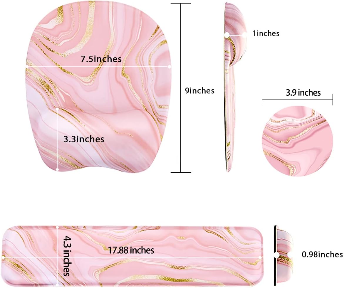 Keyboard Wrist Rest Mouse Pad Wrist Support for Computer Desktop/Laptop/Notebook Memory Foam Keyboard Pad Ergonomic Hand Rest Wrist Cushion for Home Office Gaming - Pink Fluid