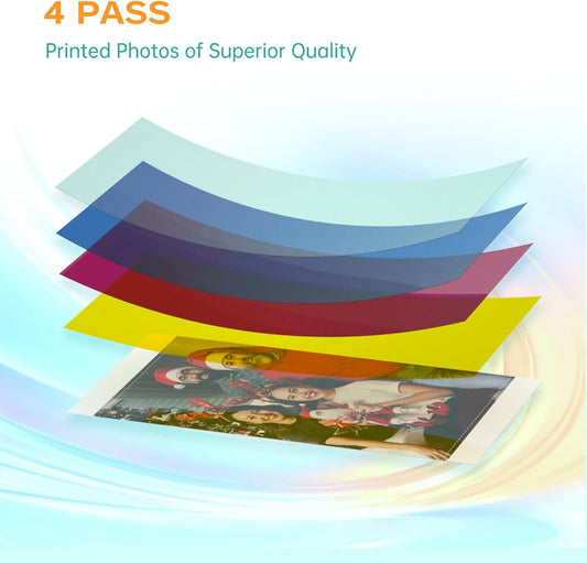 4x6 Photo Printer with 108 Sheets & 2 Color Ribbons - Dye Sublimation Wireless Portable Photo Printer for iPhone & Android Smartphones, Home & Travel Picture Printing, Ideal Gift, White