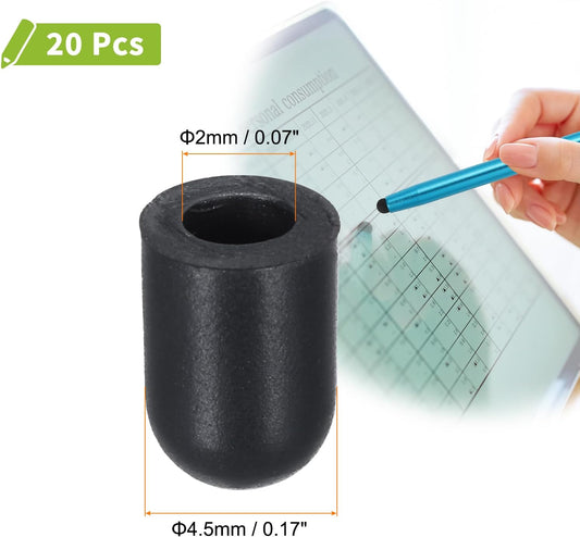 MECCANIXITY 20pcs Replacement Stylus Pen Tips 4.5mm Conductive Capacitive Touch Screen Pens Tips Silicone Rubber, Black