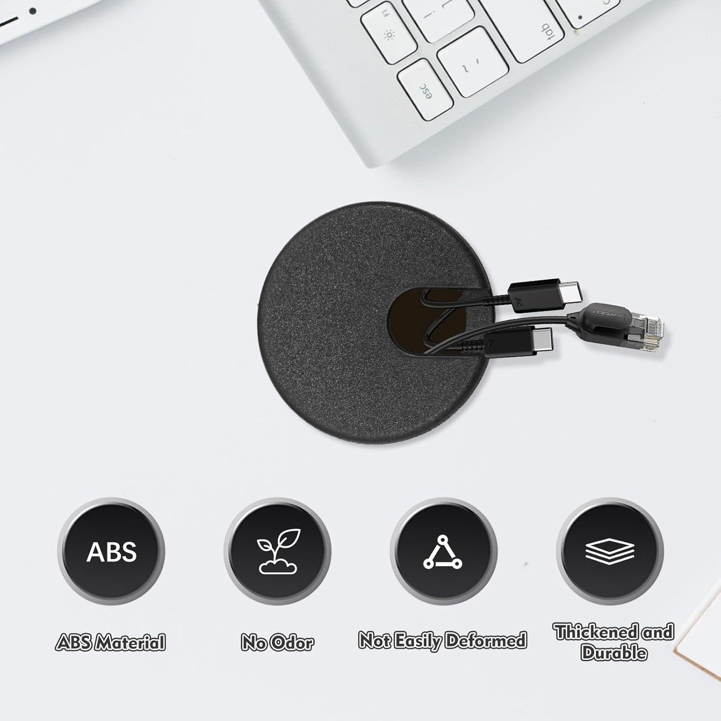 2 Pcs Desk Grommet 1.5Inch, ABS Plastic Desk Hole Cover, U-Shaped Desk Wire Hole Insert for Office Home School Computer Desk Equipment Cable Cord Organizer