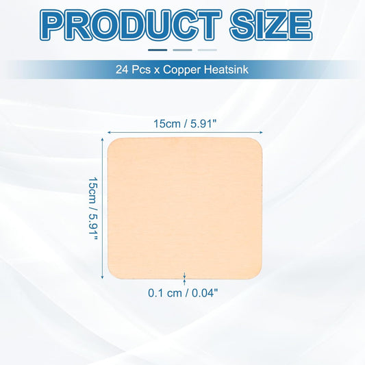 PATIKIL Copper Heatsink Pad Shims, 24 Pcs 15x15x0.1mm Copper Pad Shim IC Chipset GPU CPU Thermal Heatsink for Cooling Laptop Desktop Computer