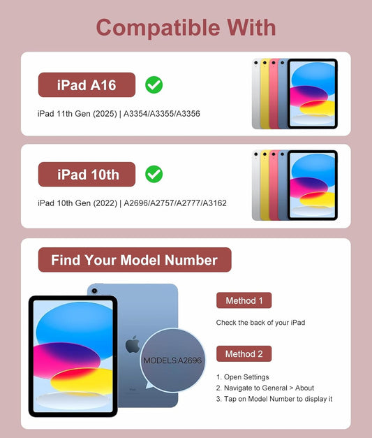 for iPad 10th Generation Case with Keyboard 10.9 Inch- Magnetic Wireless Keyboard Case with Pencil Holder Stain Proof Folio Cover for iPad (A16) 11th Gen 11 Inch 2025/10th Gen 2022 - Light Pink