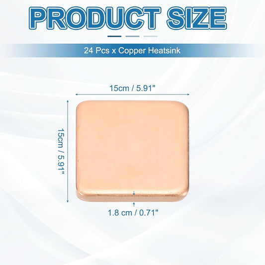 PATIKIL Copper Heatsink Pad Shims, 24 Pcs 15x15x1.8mm Copper Pad Shim IC Chipset GPU CPU Thermal Heatsink for Cooling Laptop Desktop Computer