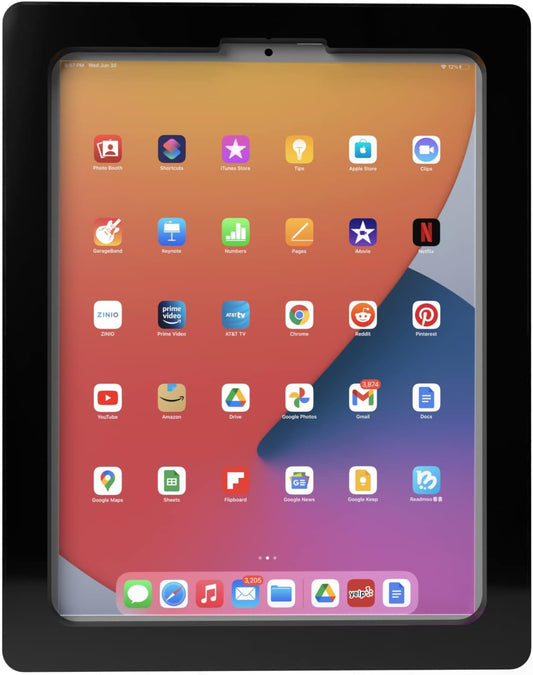 TABcare Anti-Theft Acrylic VESA Enclosure for Apple iPad Pro 12.9" 2018 2020 2021 with Free Wall Mount Kit & 90-Degree Angle USB C Cable (iPad Pro 12.9" 3/4/5, Black)