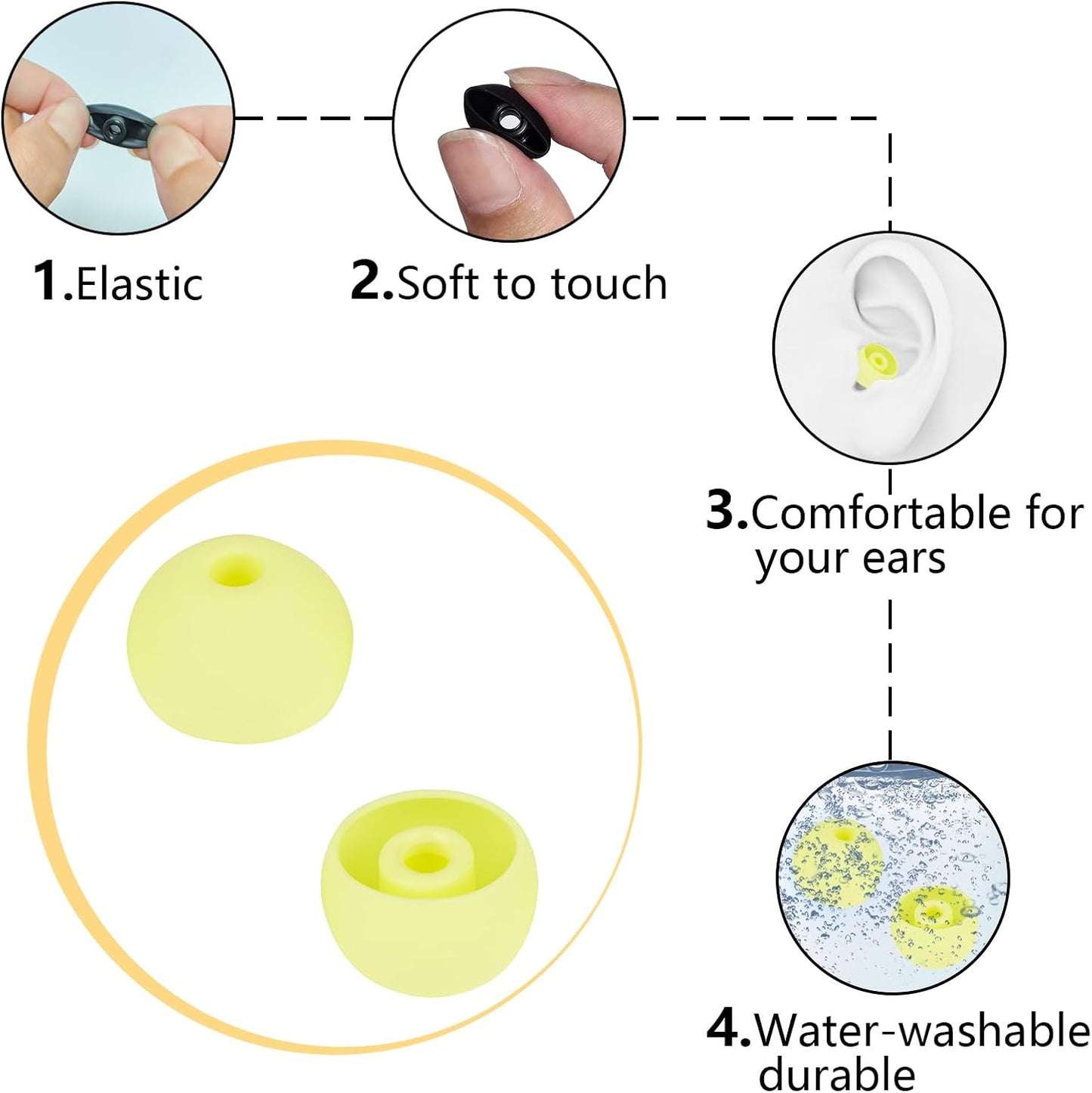 Replacement Earbud Tips Silicone Eartips Compatible with Powerbeats Pro Beats Wireless Earphone Headphone Earbud Rubber Tips 4 Pairs