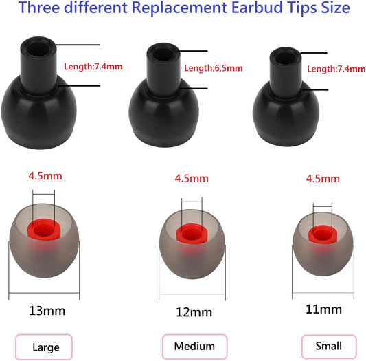 Earbud Tips Soft and Comfortable Silicone Ear Bud Replacement Pieces Fit Most in-Ear Headphones,Inner Hole 3.8mm -5.5mm,18 Pairs Black and Red S/M/L Replacement Earbud Tips