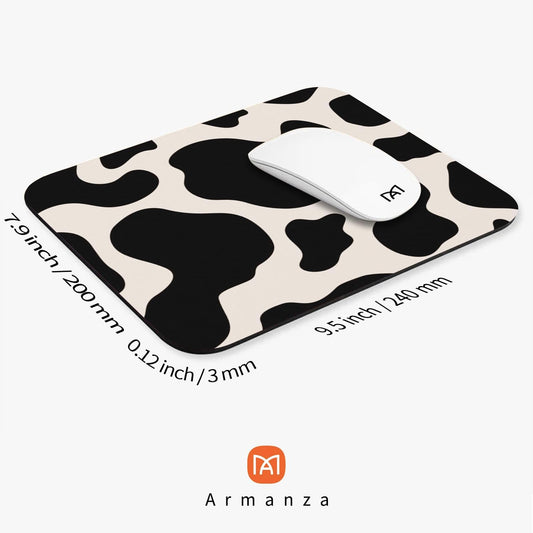 Square Mouse Pad Black Cow Print,Personalized Premium-Textured Custom Mouse Mat Design,Washable Mousepad Cloth,Non-Slip Rubber Base Computer Mouse Pads for Wireless Mouse