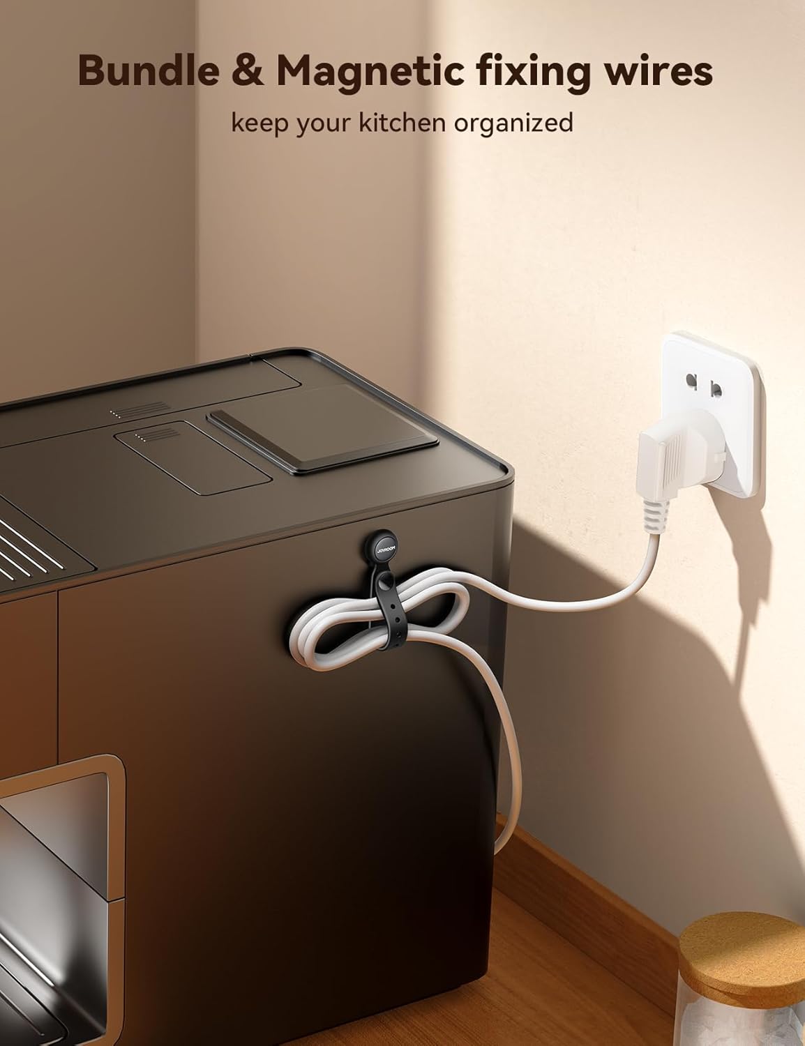 2025 Upgraded Magnetic Cable Ties with Magnets for Bundling & Cable Management– JOYROOM Reusable Silicone Cord Ties Multi-Purpose Cord Organizer Clips for Home, Office & Travel (12-Pack,Black)