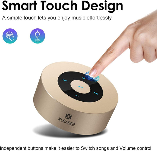 XLeader Small Bluetooth Speaker (Gift Box Packed) Portable Speakers Bluetooth Wireless with Micro SD,Mic, Aux input, Touch Design, Deep Bass, 12H Playtime, Little speaker for Phone Laptop PC Car, Gold