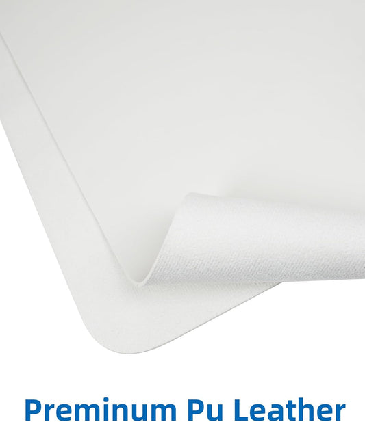 AFIING Leather Desk Pad Protector,48"" x 23""Large desk mat,Office Desk Mat, Non-Slip PU Leather Desk Blotter,Mouse pad,Waterproof Keyboard mat for Office/Home/Decor (Ivory white)