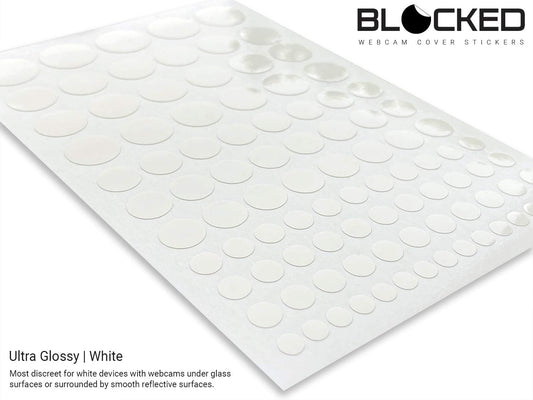Stackable Webcam/Camera Vinyl Covers | 95 Low-Tack Restickable Webcam Sticker | Multiple Sizes | White 95-Pack (Ultra Glossy)