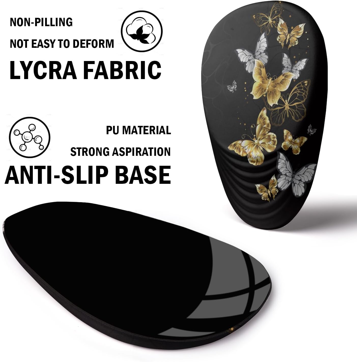 Ergonomic Memory Foam Mouse Pad with Wrist Rest Support, Non-Slip PU Base and Wireless Capability