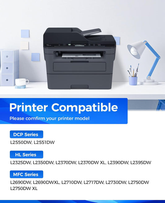 TN760 Black Toner Cartridge 2-Pack Compatible Replacement for Brother TN-760 TN730 TN-730 MFC-L2710DW MFC-L2750DW HL-L2350DW DCP-L2550DW HL-L2395DW HL-L2370DW HL-L2325DW HL-L2390DW MFC-L2690DW Printer