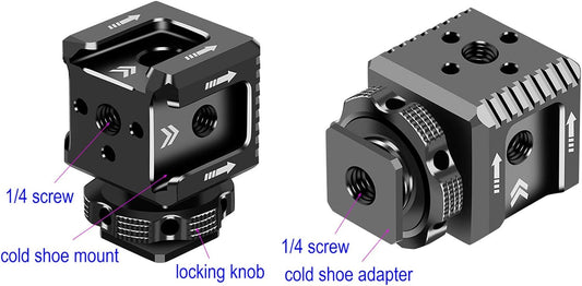 Cold Shoe Mount Adapter,Cold Shoe Extension - Triple Shoe Mount Extender for Camera,Monitor,Flash Accessories, Bracket for Led Lights,Microphones,Audio Recorder,Video Camera,Cage Accessories