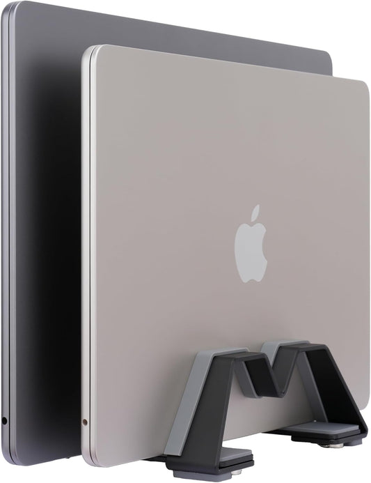 Adjustable Dual Vertical Laptop Stand - Supports 2 Devices Holder, Fit for All Laptops(10-30mm Thickness) - Fashion Design, Adjustable Width, Anti-Slip & Scratch-Resistant, Patented Design