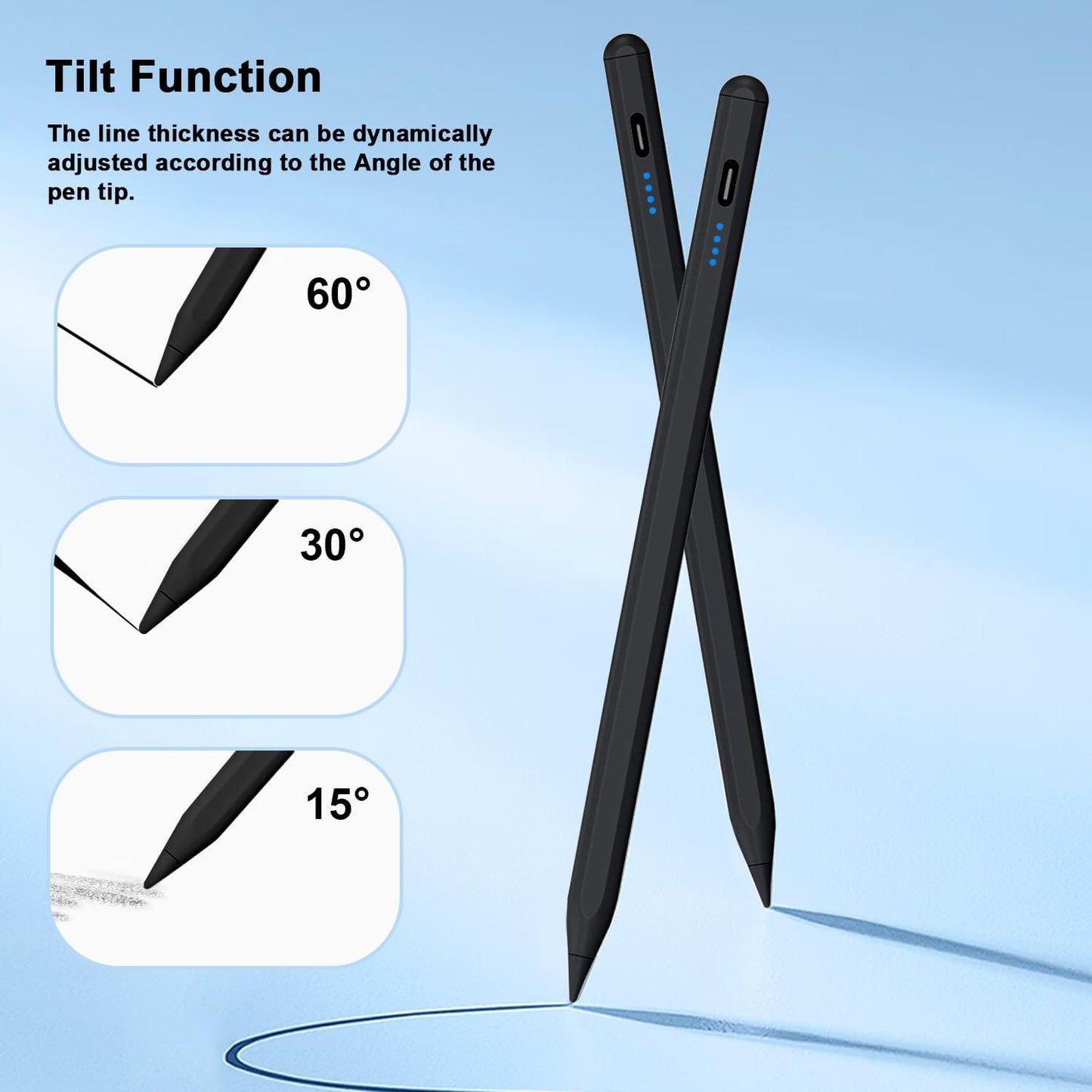 Stylus Pen for iPad 9th&10th - Type-c Charging Pencil for ipad Palm Rejection Active Pen Compatible with (2018-2025) Apple iPad 6/7/8/9/10/11(A16), Air 3/4/5/M2/M3, Mini 5/6, Pro 11"/12.9"/M4(Black)