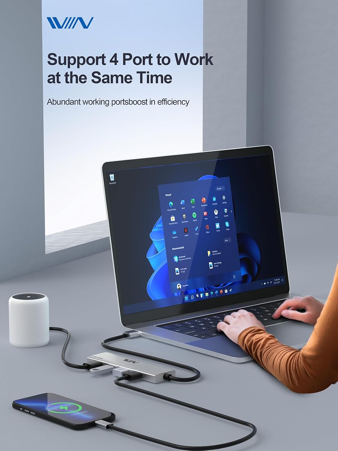 USB 3.0 Hub,4 Port USB Splitter Extender Portable Adapter Multiport Data Hub for Laptop,Xbox,Flash Drive,HDD,Console,Camera,Keyborad,Mouse Windows,Mac OS PC,Not Designed to Charge Devices-Silver