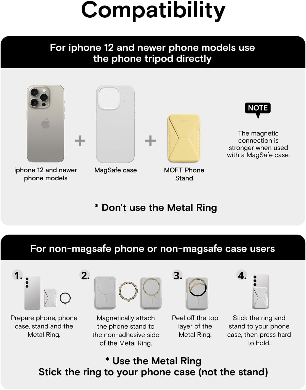 MOFT Magnetic Wallet Stand Compatible with iPhone 16/15/14/13/12 Series, Angle Adjustment & Magsafe Compatible MOVAS Phone Stand, Panna Cotta