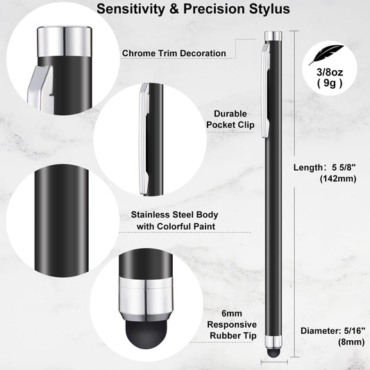 Stylus Pens for Touch Screens 12 Pack Linfanc Stylus Pen for iPad High Sensitivity and Precision Capacitive Stylus Pen forTouchscreen, 12 Pc Matte Black Stylus Pen with Extra 24 Replacement Tips