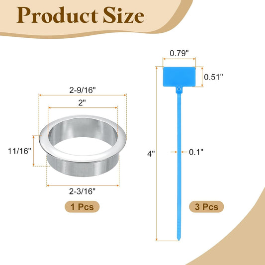 uxcell Desk Grommet, 2-3/16" (55mm) Zinc Alloy Cable Hole Cover Wire Cord Organizer with Marked Cable Ties for Home Office Desktop Wire, Silver Tone