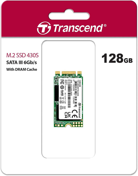 Transcend 128GB M.2 2242 SATA III SSD with Dram Cache, Up to 560MB/s, Compatible w/Ultrabook/Laptop/PC/Desktop, 3D TLC NAND Flash Internal Solid State Drive, LDPC Error Correction, SLC Cache, B+M Key