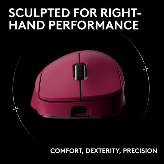 Logitech G PRO X Superlight 2 DEX Wireless Gaming Mouse, 60g Pro-Grade with 5 Programmable Buttons, 44k DPI Sensor, 8kHz Report Rate, USB-C Charging for PC/Mac - Magenta