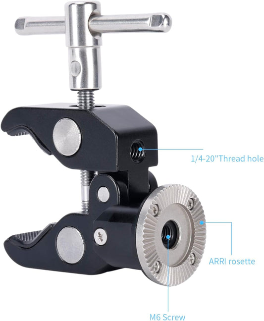 NICEYRIG Super Clamp to Rosette Mount Adapter, Maximum 50mm Adjustable Jaw Applicable for Desk Tripod Monopod Studio Light Stand - 593