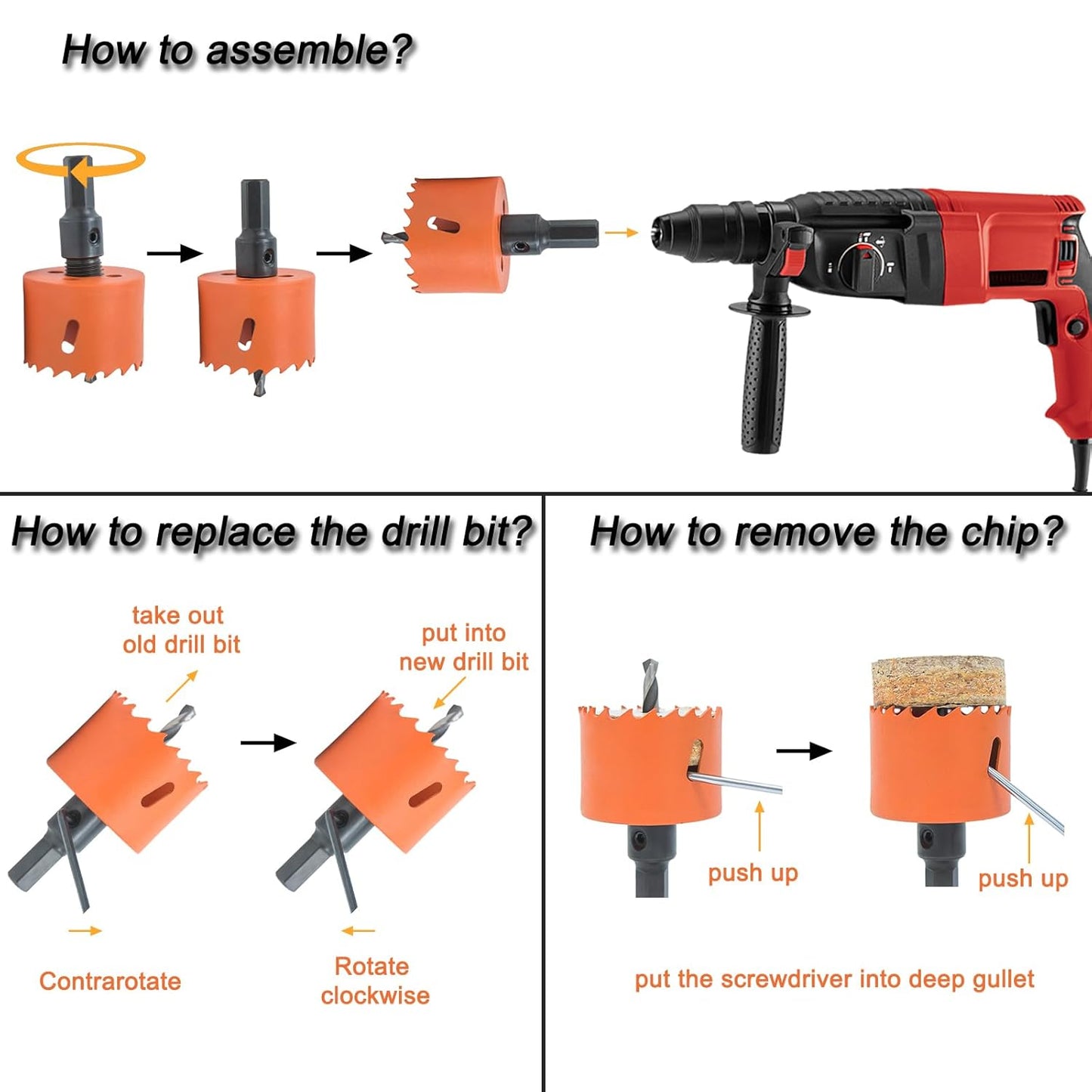 Desk Grommet 2-3/8 inch with Hole Saw, Desk Cord Hole Cover Grommet for Cables, 2 PCS, Black