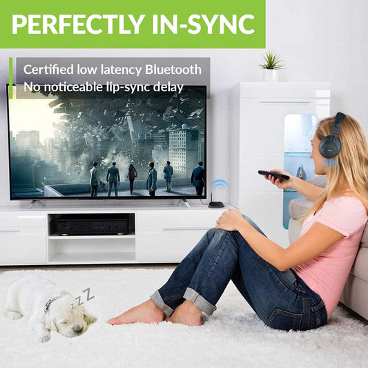 Avantree HT5009 - Wireless Headphones for TV Watching with Clear Dialogue Mode, Enhanced Volume & Comfortable Fit for Seniors, 40hrs Bluetooth Headset, 164ft, Pass-Through Support, No Audio Delay