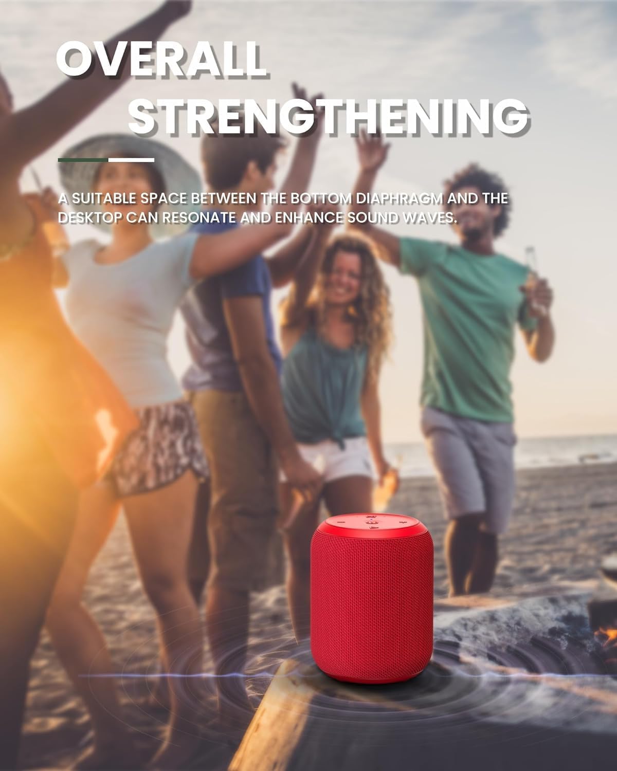 NOTABRICK Bluetooth Speakers, 15W Portable Speakers Bluetooth Wireless V5.0 with Stereo Sound, Active Extra Bass, IPX6 Waterproof Shower Speaker, Double Pairing, for Party, Home Theater, Game Theater